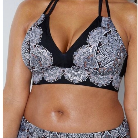 Swimsuits For All Avenger Halter Bikini Set Black White Lace Print - Picture 2 of 10